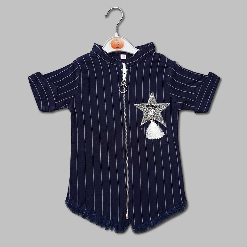 Top for Girls and Kids with Lining Pattern Front View