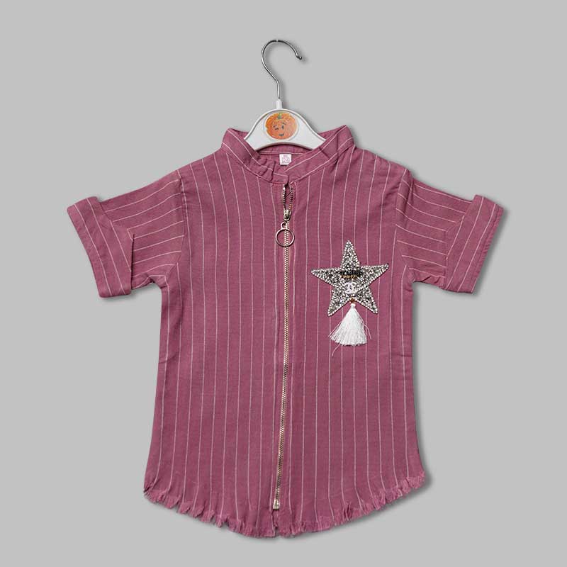 Top for Girls and Kids with Lining Pattern Front View