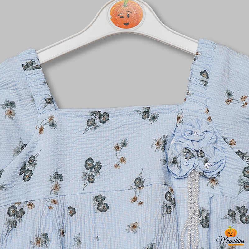 Floral Top for Girls Close Up View