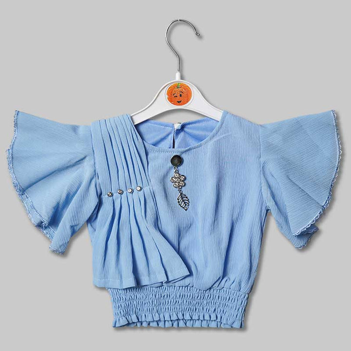 Top for Girls and Kids with Butterfly Sleeves Front View