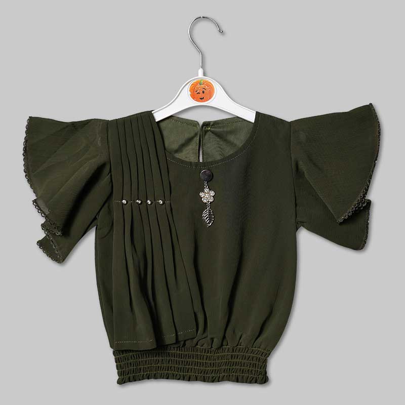 Top for Girls and Kids with Butterfly Sleeves Front View