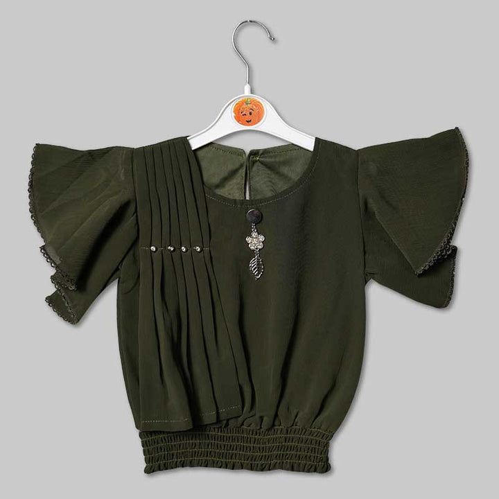 Top for Girls and Kids with Butterfly Sleeves Front View