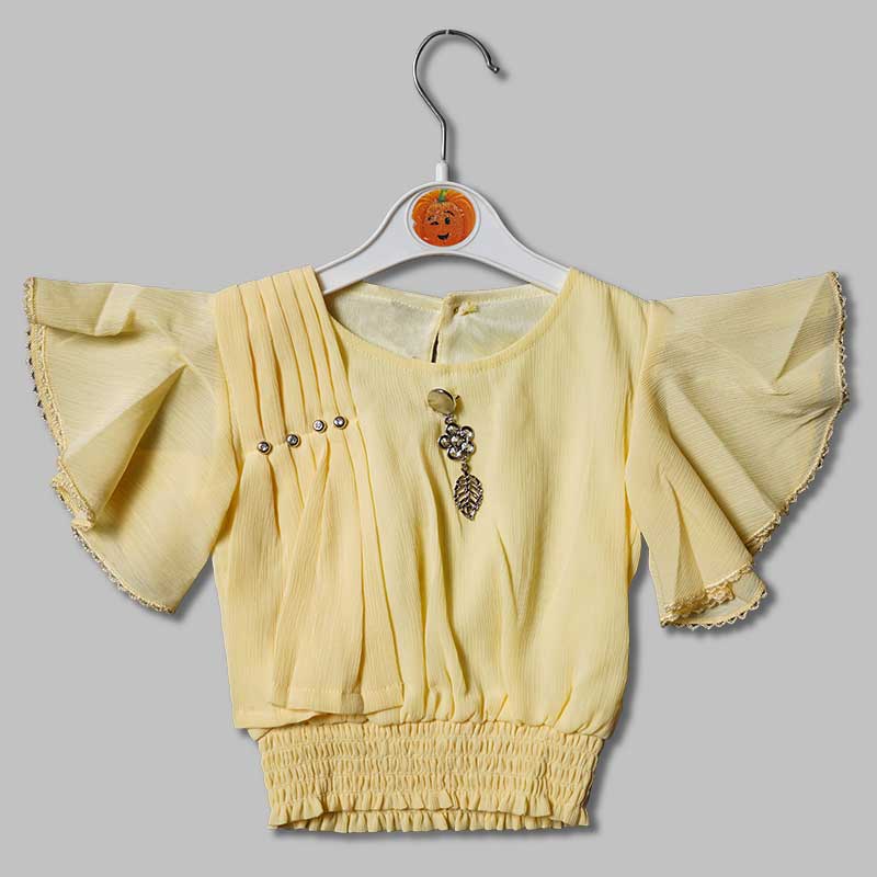 Top for Girls and Kids with Butterfly Sleeves Front View