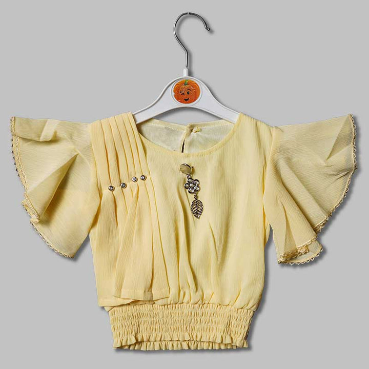 Top for Girls and Kids with Butterfly Sleeves Front View