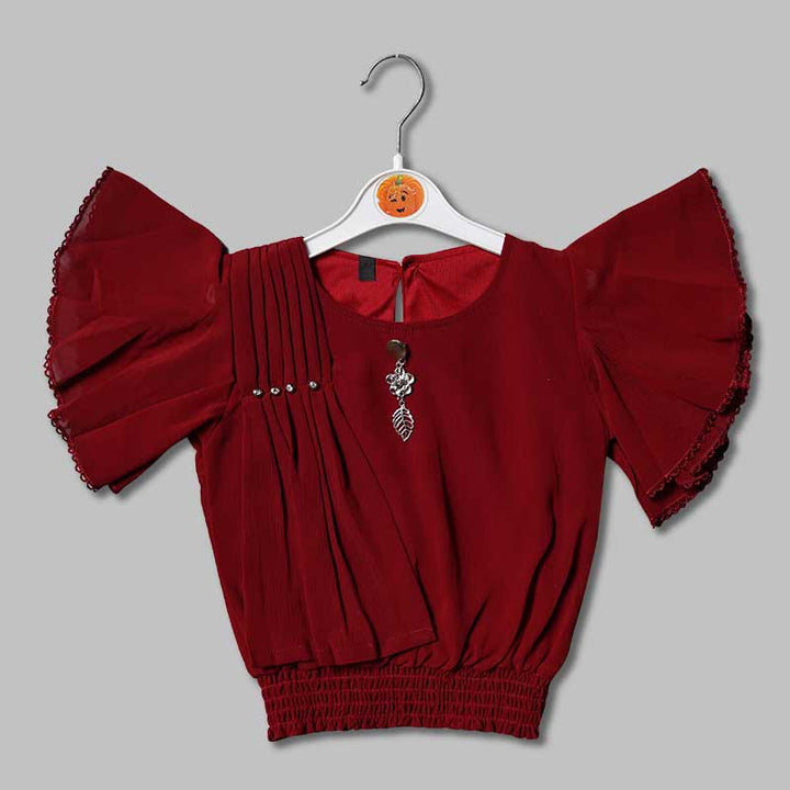 Top for Girls and Kids with Butterfly Sleeves Front View