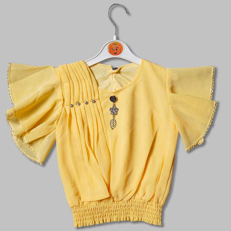 Top for Girls and Kids with Butterfly Sleeves Front View