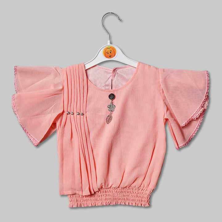 Top for Girls and Kids with Butterfly Sleeves Front View