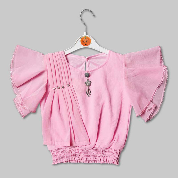 Top for Girls and Kids with Butterfly Sleeves Front View