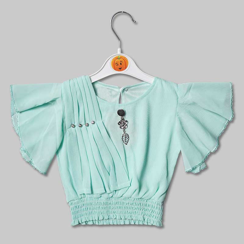 Top for Girls and Kids with Butterfly Sleeves Front View