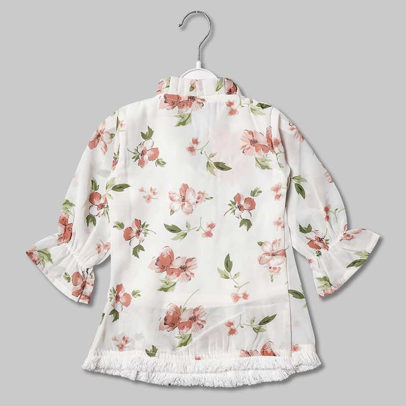 Top for Girls and Kids with Flowery Print Back View