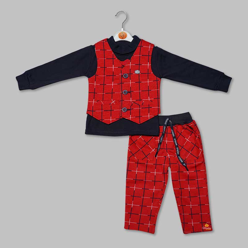 Baba Set for Boys with Checks Pattern Front 