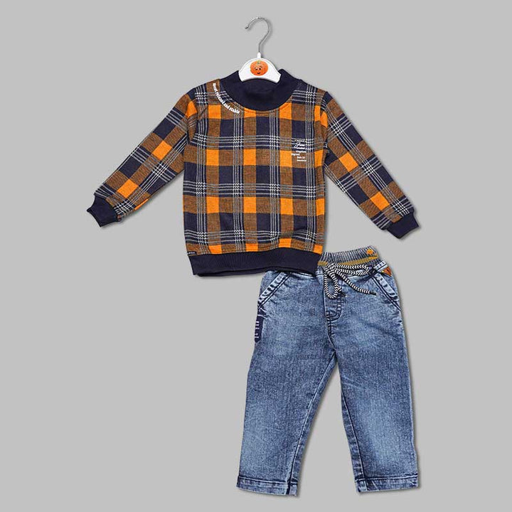 Checked Baba Suit for Baby Boys Front View