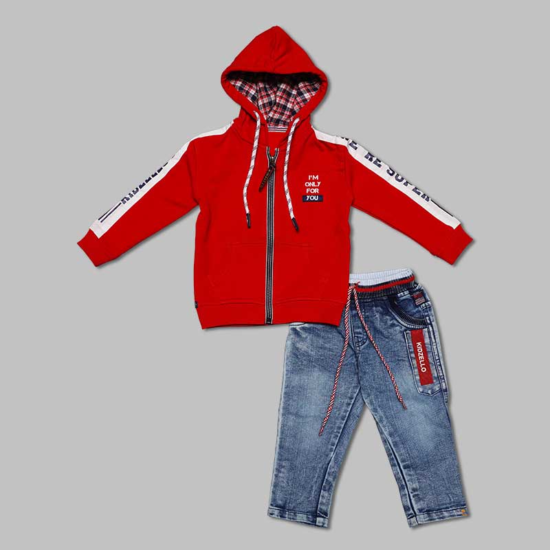 Red Hoody T-Shirt for Baby Boys Full view