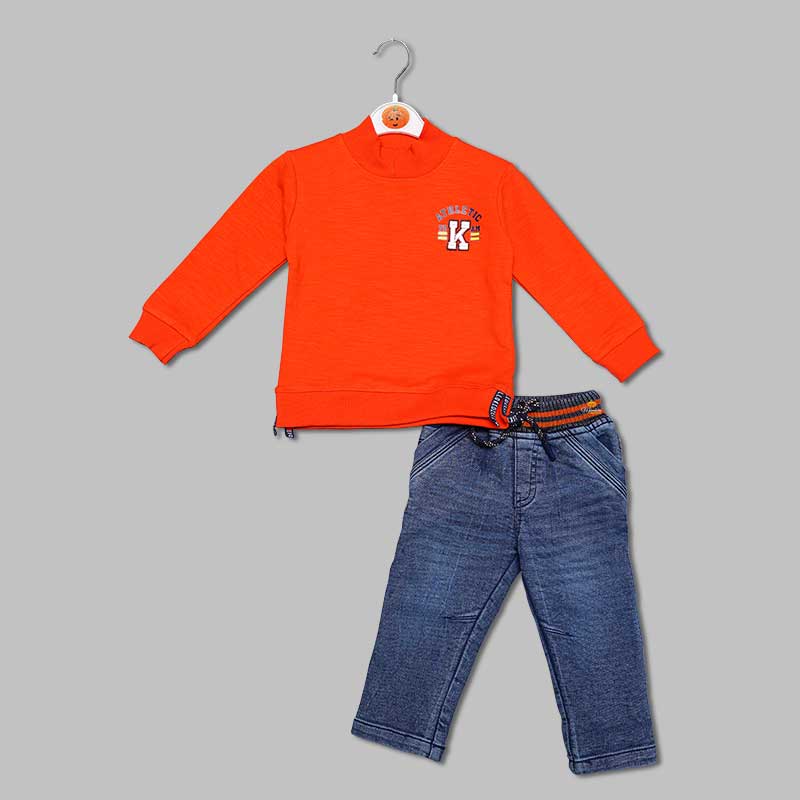 Orange Baba Suit for Baby Boys Front View
