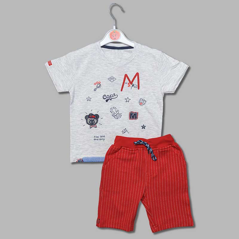 Grey & Navy Blue Baba Set for Kids Front View