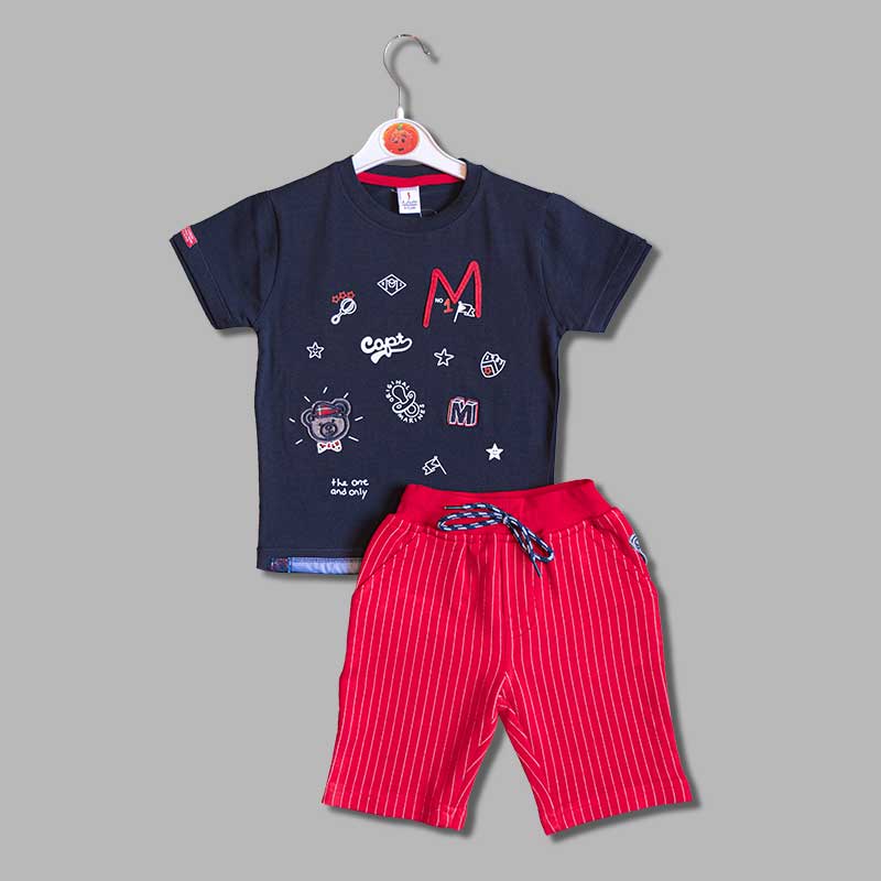 Grey & Navy Blue Baba Set for Kids Front View