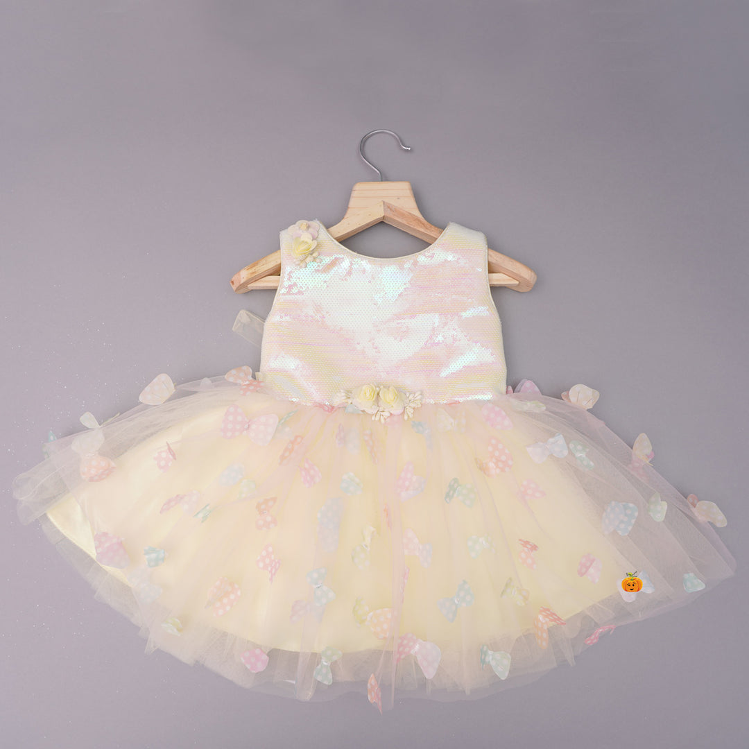 Lemon Sequin Baby Frock Front View