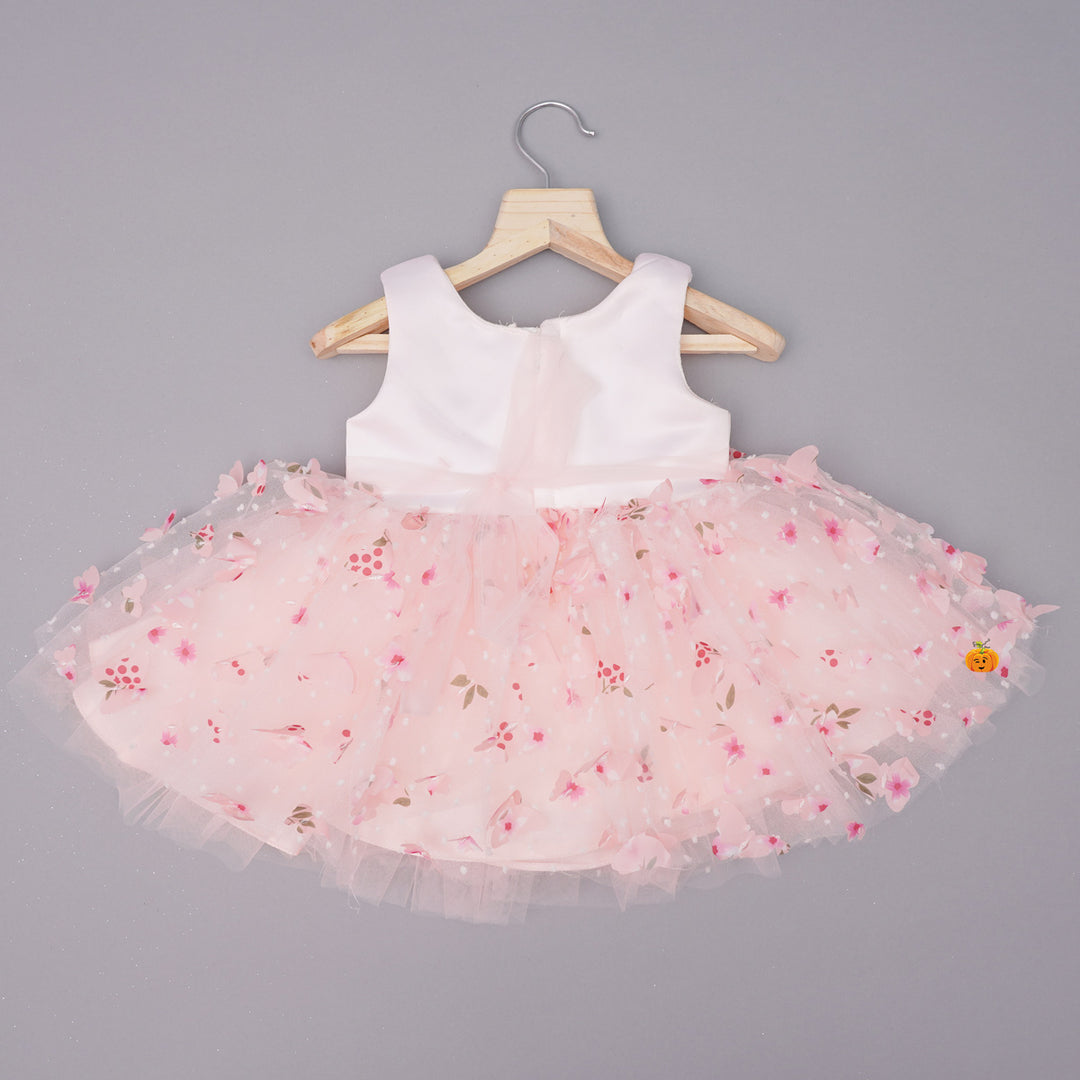 Peach Butterfly Scattered Baby Frock Back View