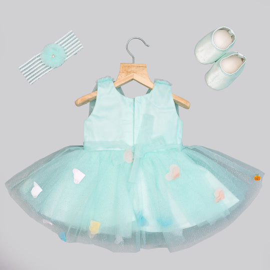 Buy Sea Green Baby Frock with Shoes Mumkins