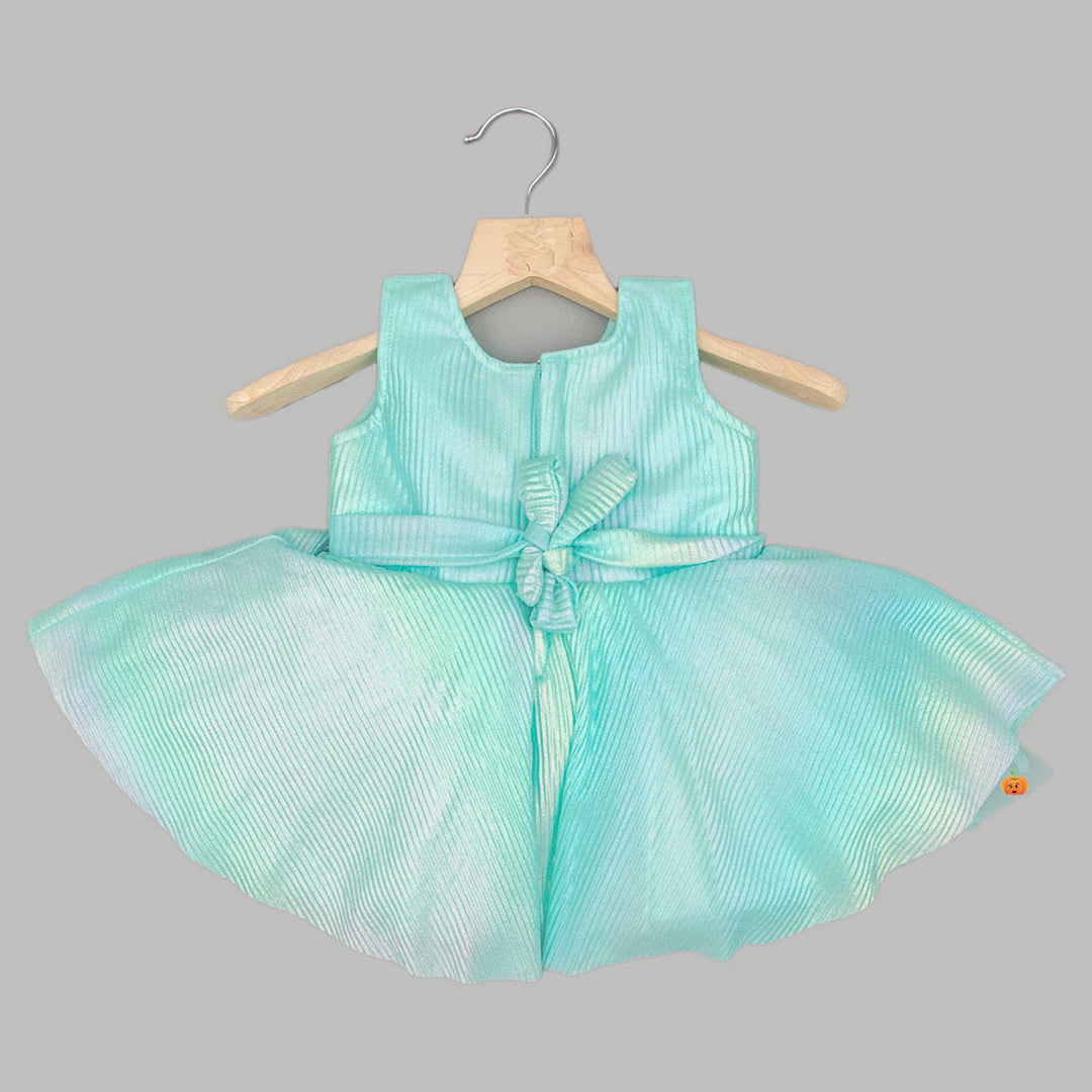 Green Party Wear Baby Frock Back View