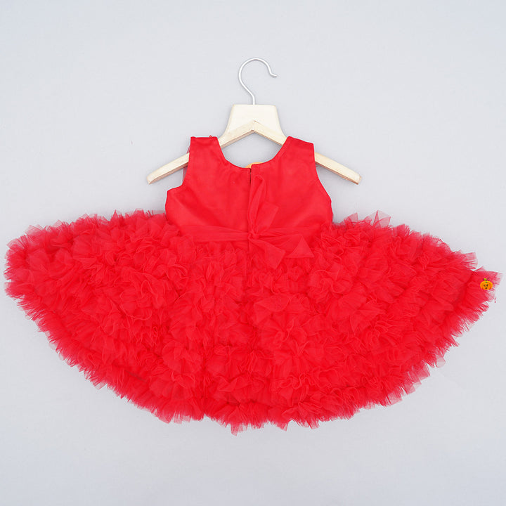 Red Frill Baby Frock Back View