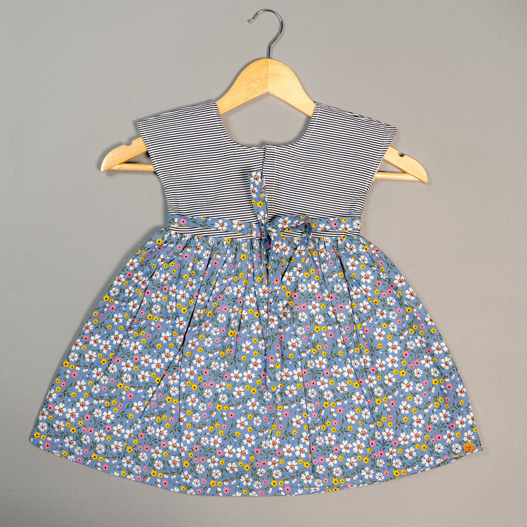 Beautiful Striped And Floral Frock For Baby Girl