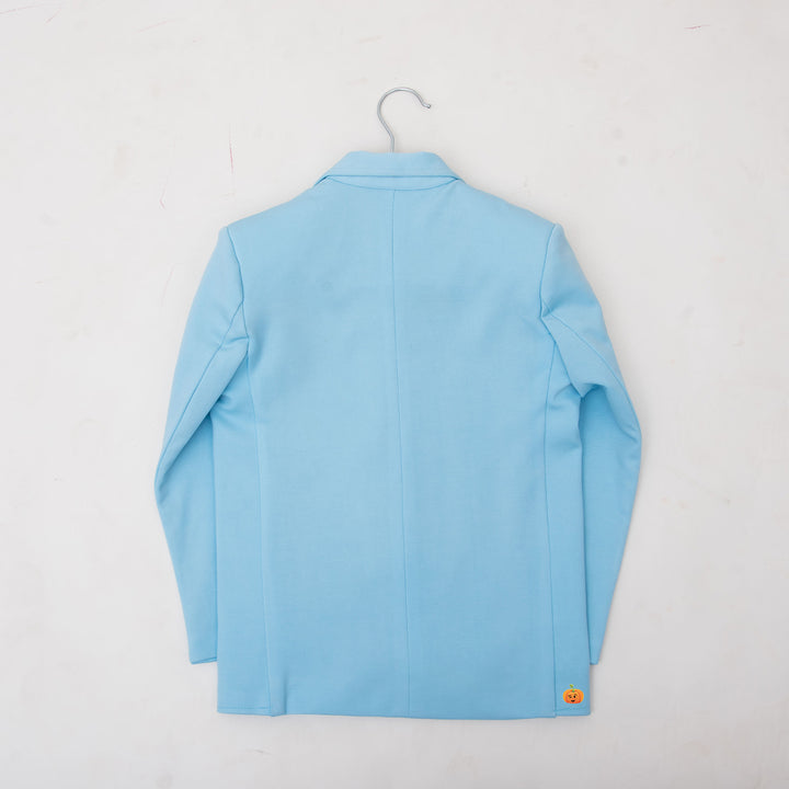 Sky Blue Blazer for Boys with T-shirt Back View