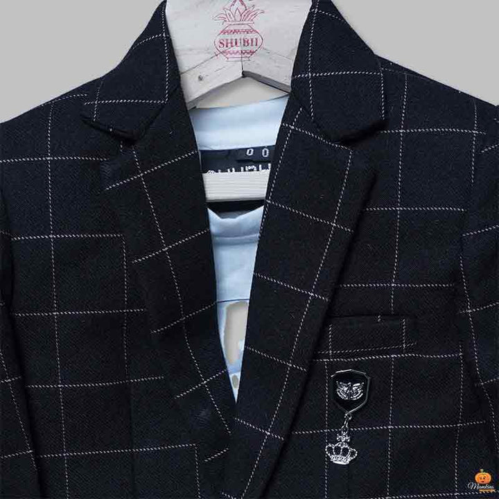 Checks Blazer For Boys and Kids Close Up View