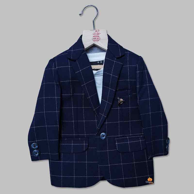 Checks Blazer For Boys and Kids Front View