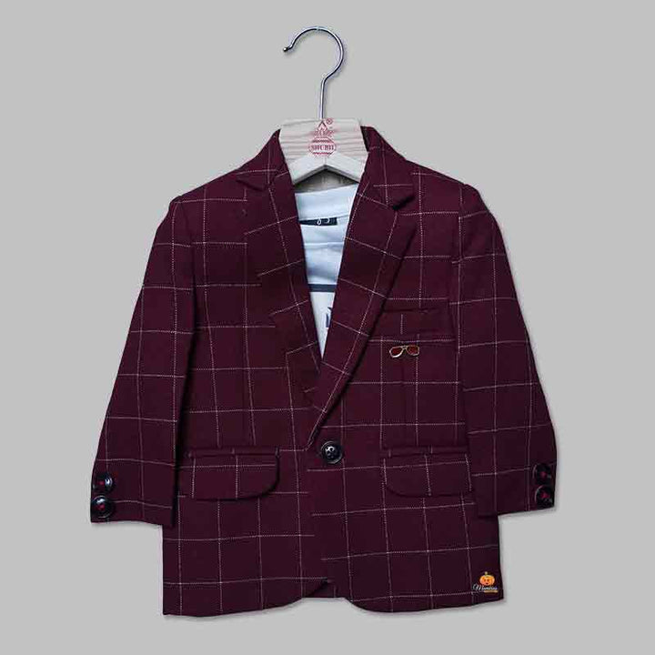 Checks Blazer For Boys and Kids Front View