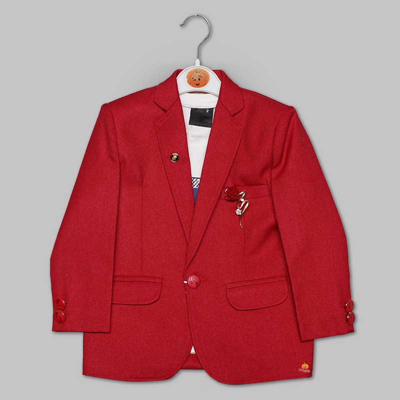 2 Piece Red & Maroon Blazer for Boys Front View