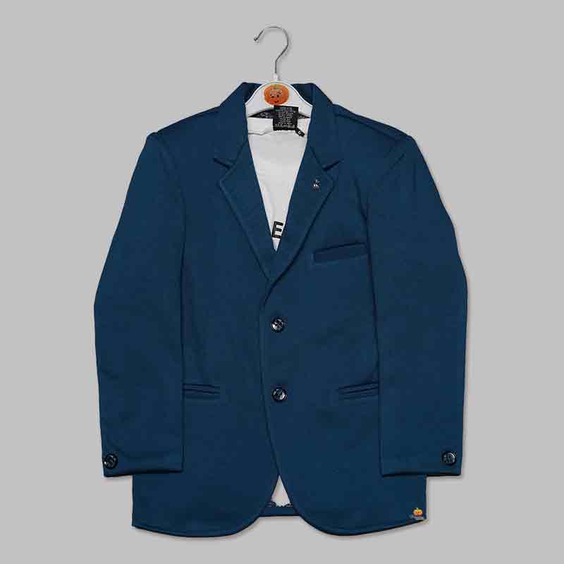 Blue Wedding Blazer For Boys and Kids Front View