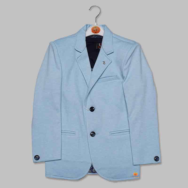 Sky Blue Wedding Blazer For Boys and Kids Front View