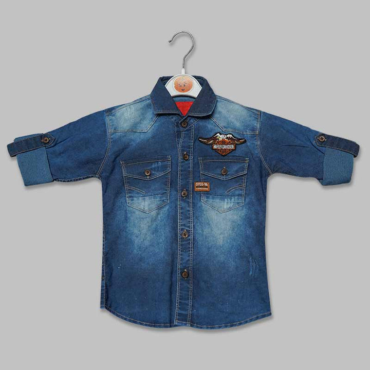 Denim Full Sleeves Shirt for Boys Front View