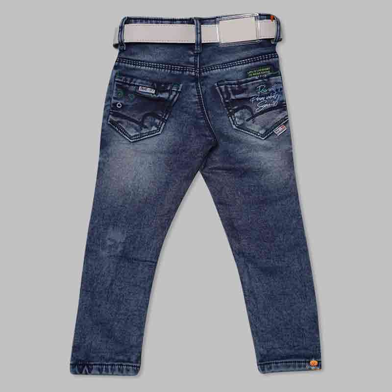 Regular Fit Belted Jeans for Kid Boys