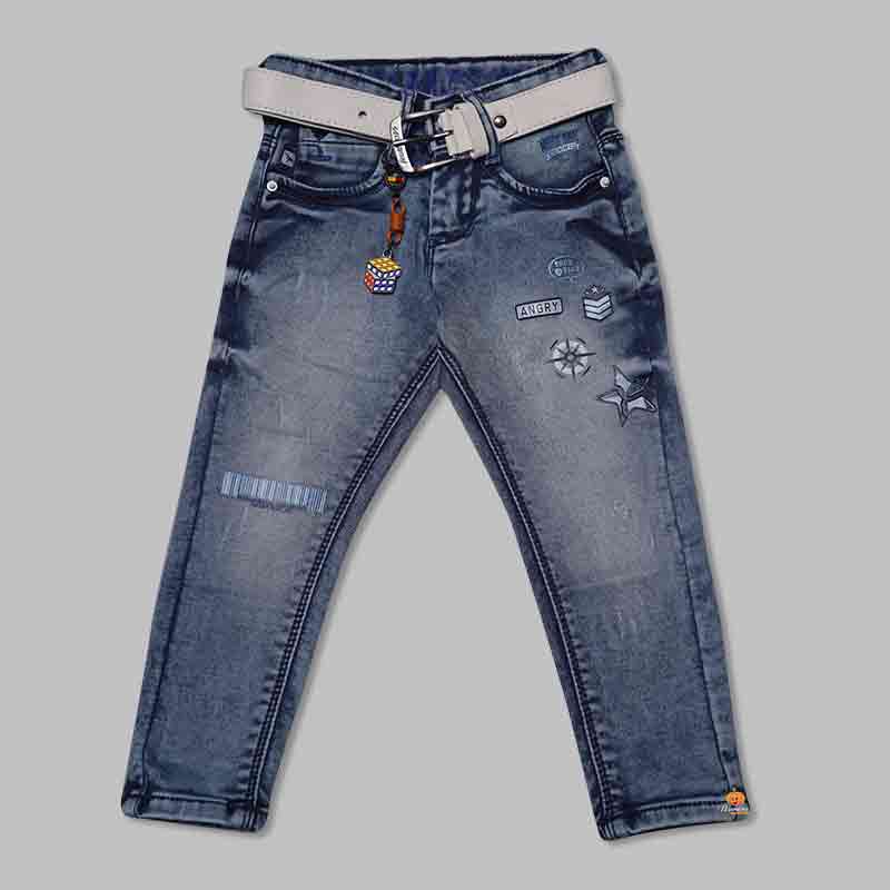 Regular Fit Belted Jeans for Kid Boys