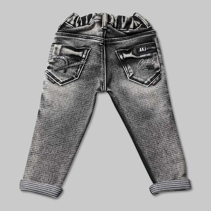 Jeans For Boys And Kids With White Shaded Pattern
