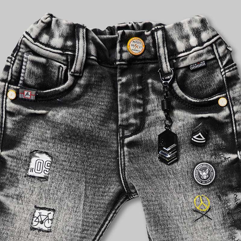 Jeans For Boys And Kids With White Shaded Pattern