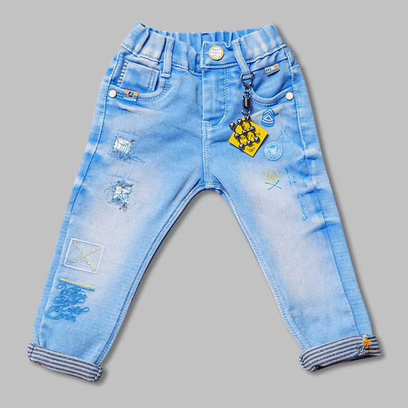 Jeans For Boys And Kids With White Shaded Pattern
