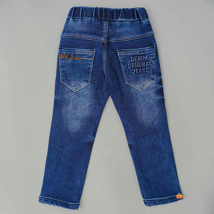 Blue Drawstring Boys Jeans Back View