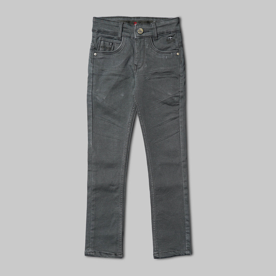 Green Slim Fit Boys Jeans Front