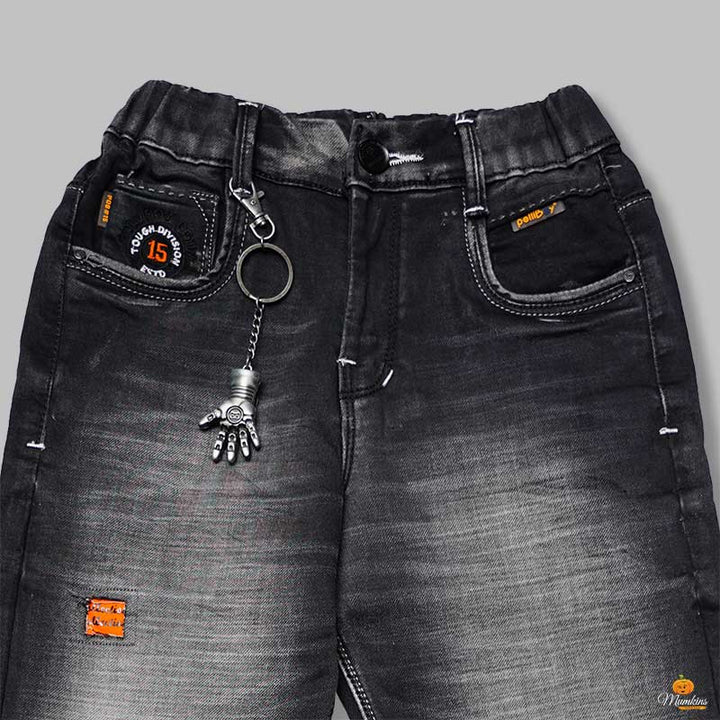 Grey Slim Fit Jeans for Boys Close Up