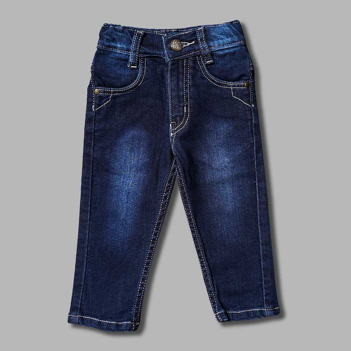 Navy Blue Slim Fit Jeans for Boys Front
