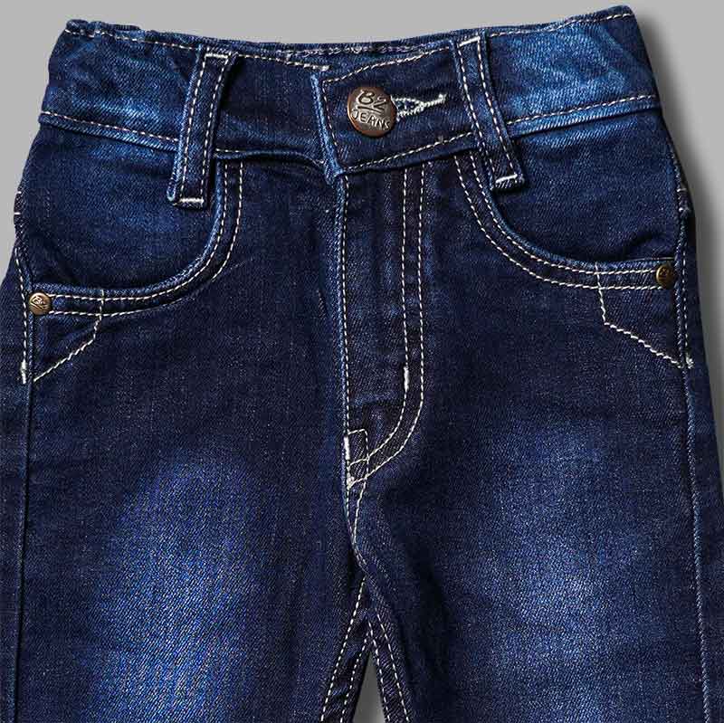 Navy Blue Slim Fit Jeans for Boys Close Up