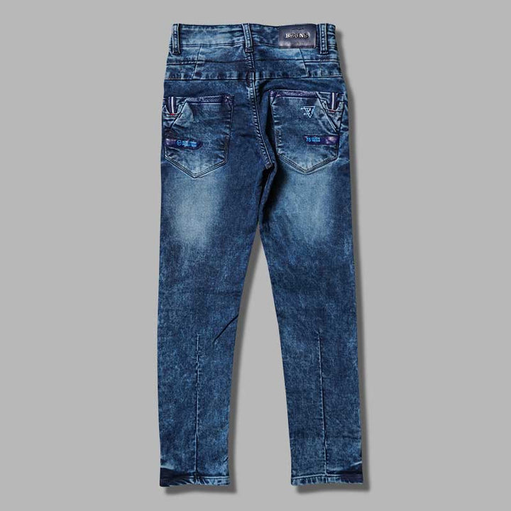 Denim Jeans For Boys And Kids With White Shaded Print