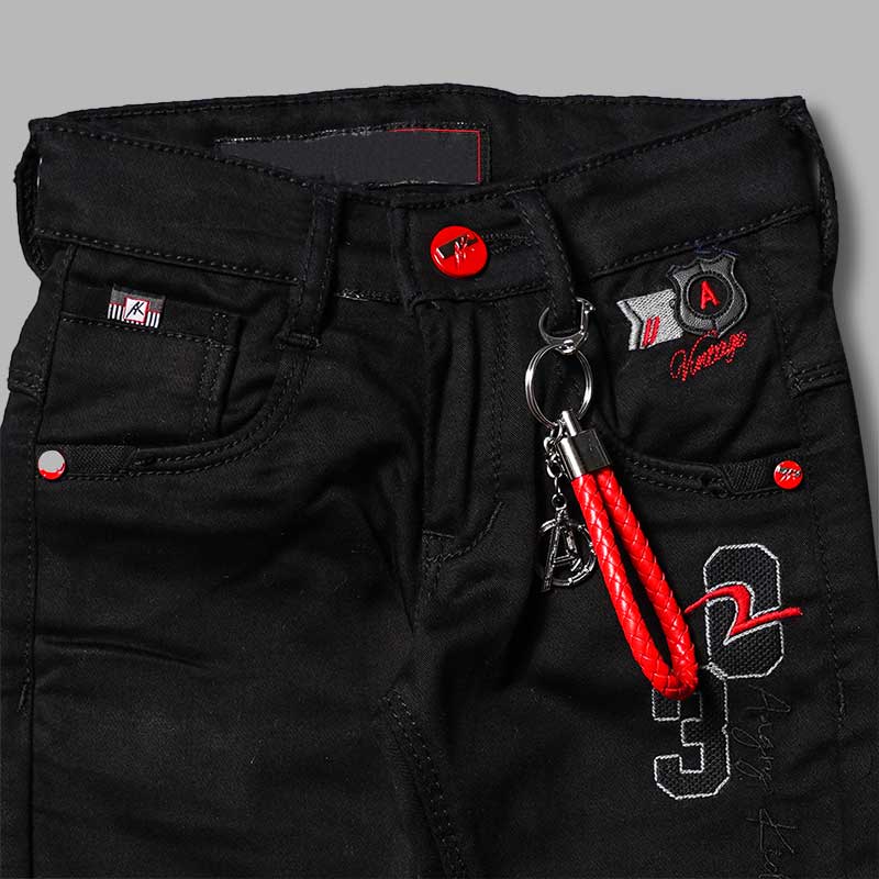 Black Regular Fit Jeans for Boys Close Up 