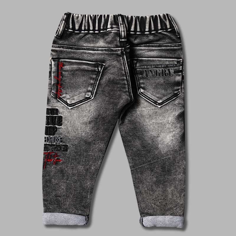 Black & Blue Sheded Boys Jeans Back 