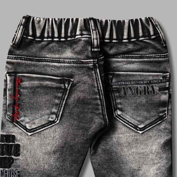 Black & Blue Sheded Boys Jeans Close Up