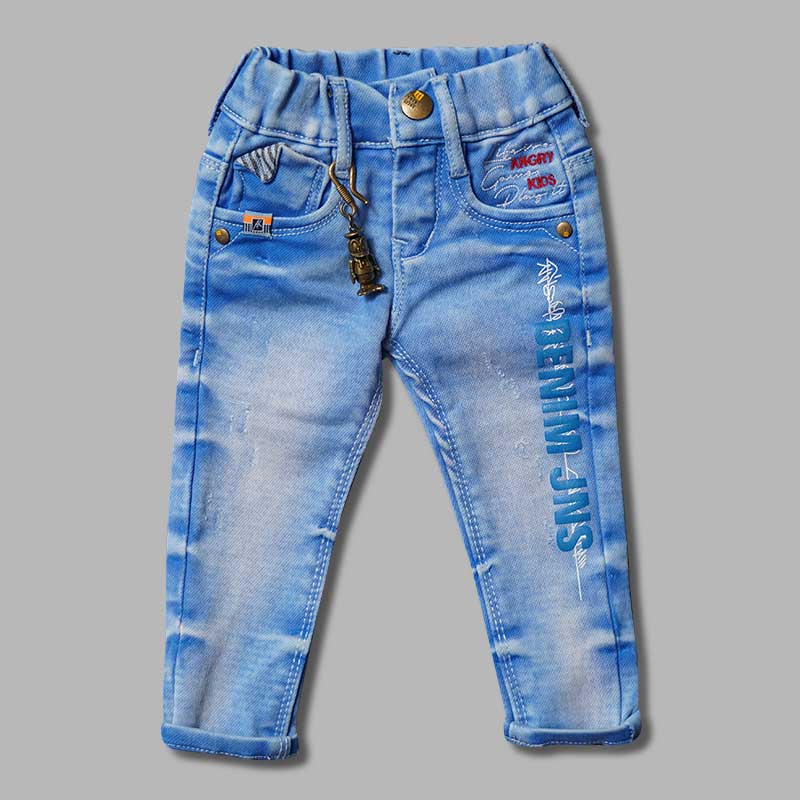 Elastic Waist Sheded Jeans for Boys Front 