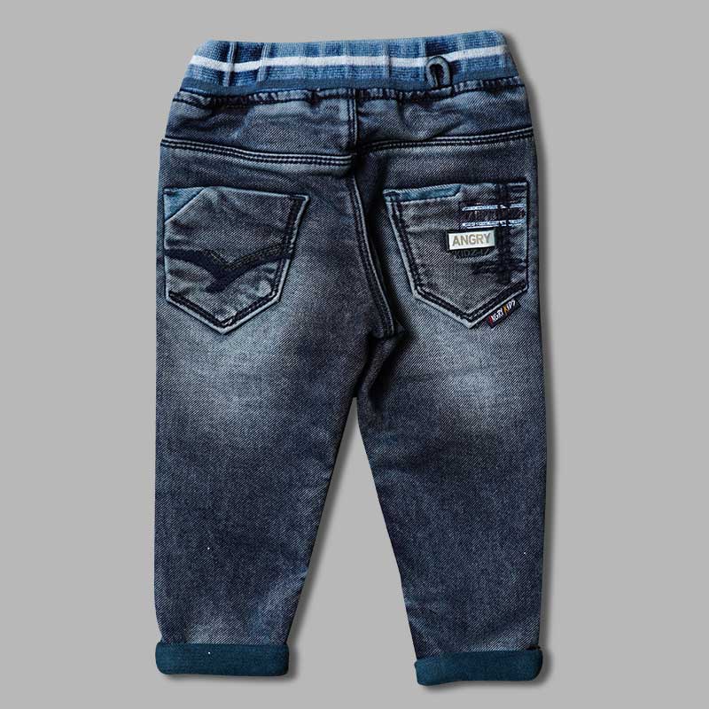 Blue Drawstring Jeans for Boys Back 